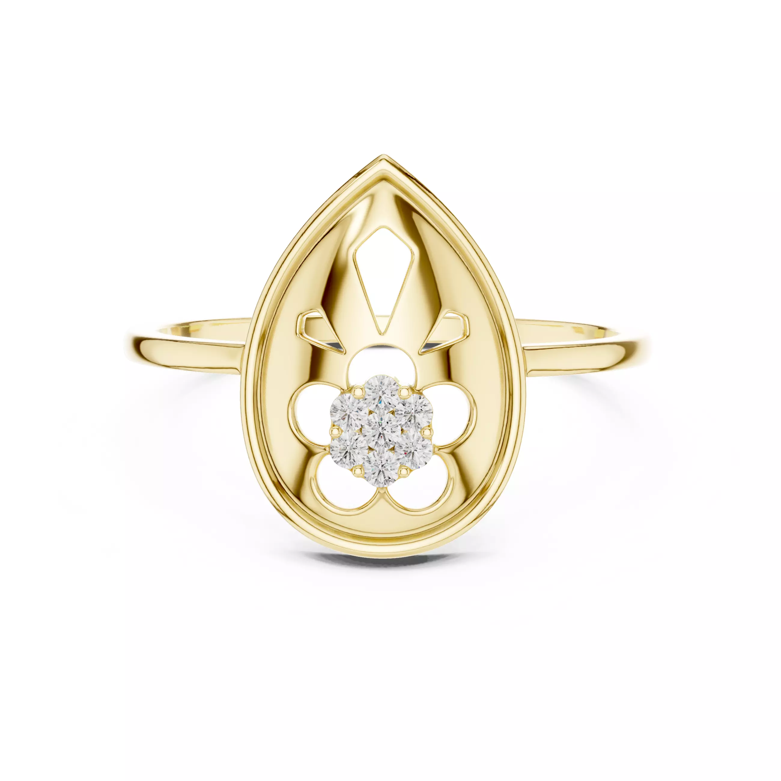 Round Cut Diamond Pear Shape Wedding Ring 3DM STL Video 3D print model_1