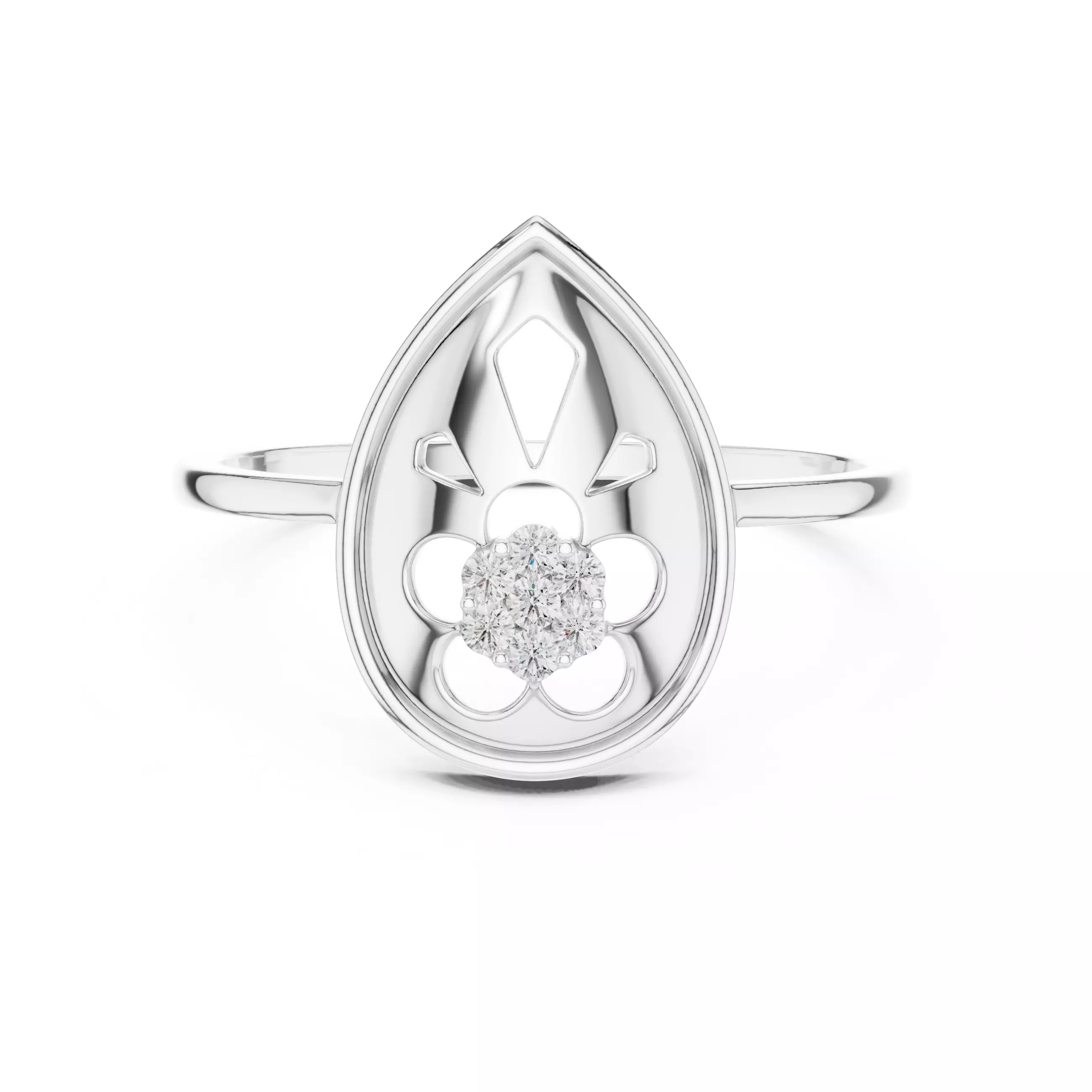 Round Cut Diamond Pear Shape Wedding Ring 3DM STL Video 3D print model_2