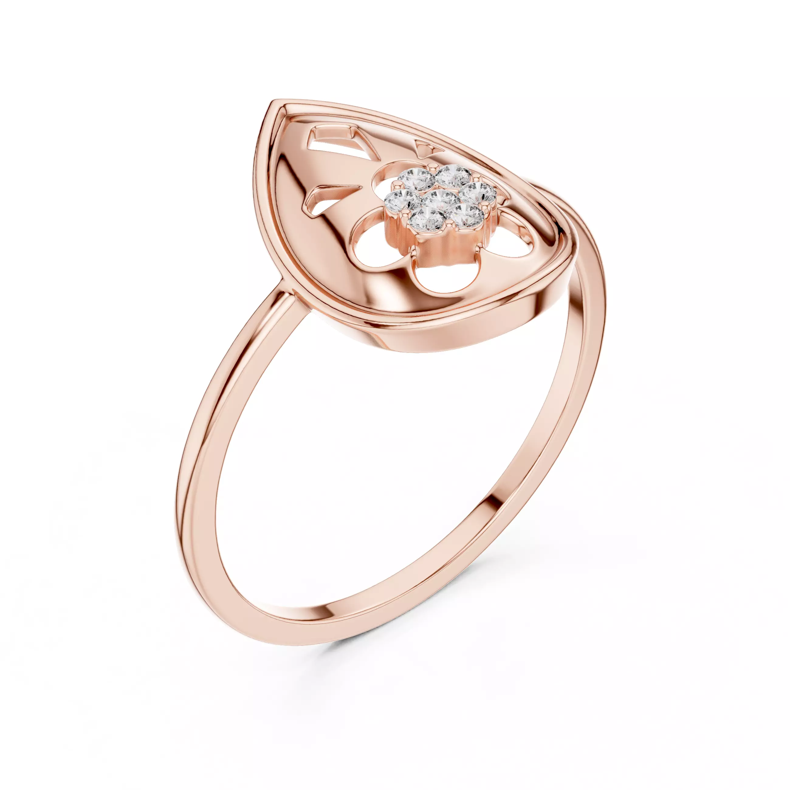 Round Cut Diamond Pear Shape Wedding Ring 3DM STL Video 3D print model_4