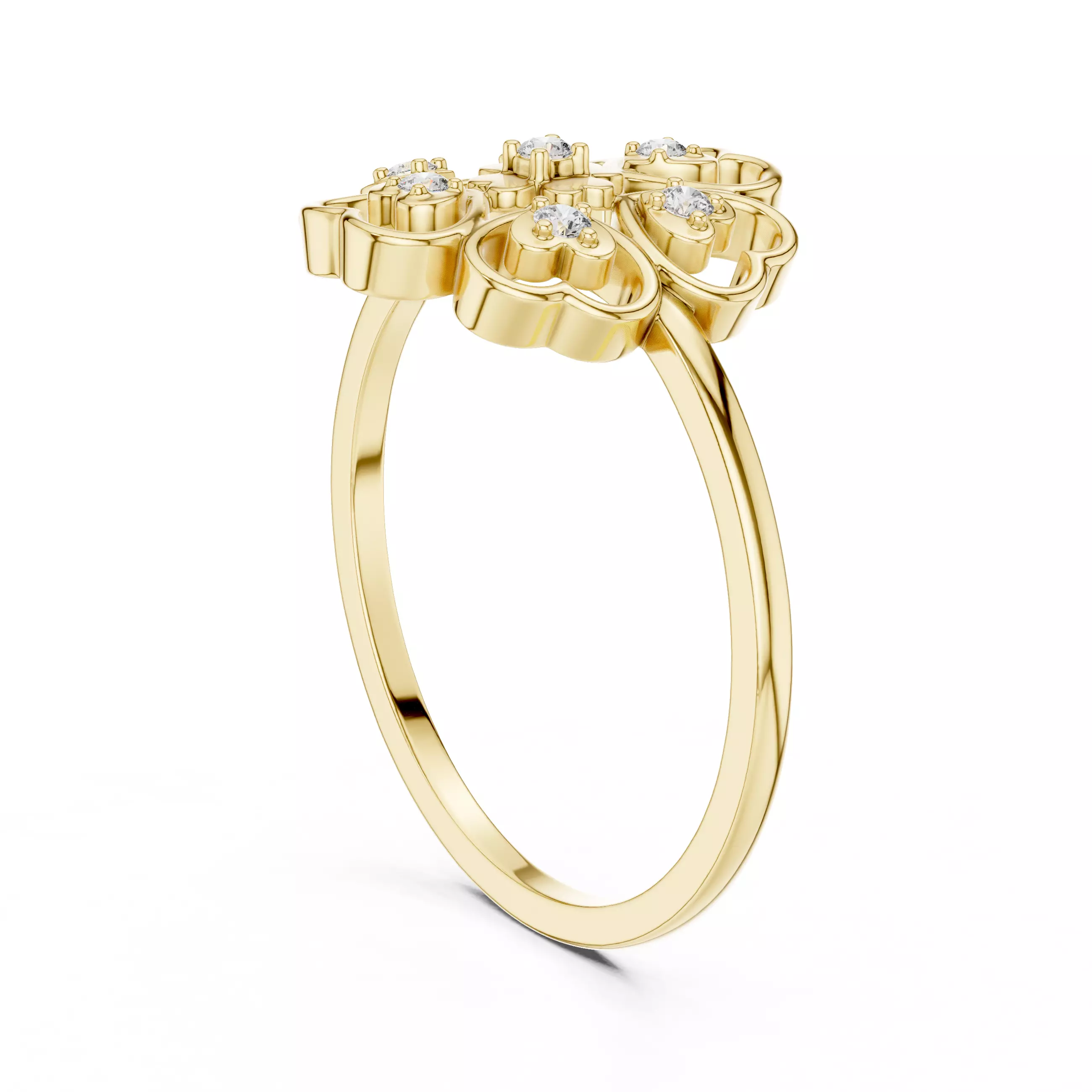 Round Diamond Heart Shape Halo Wedding Ring 3DM STL Video 3D print model_6