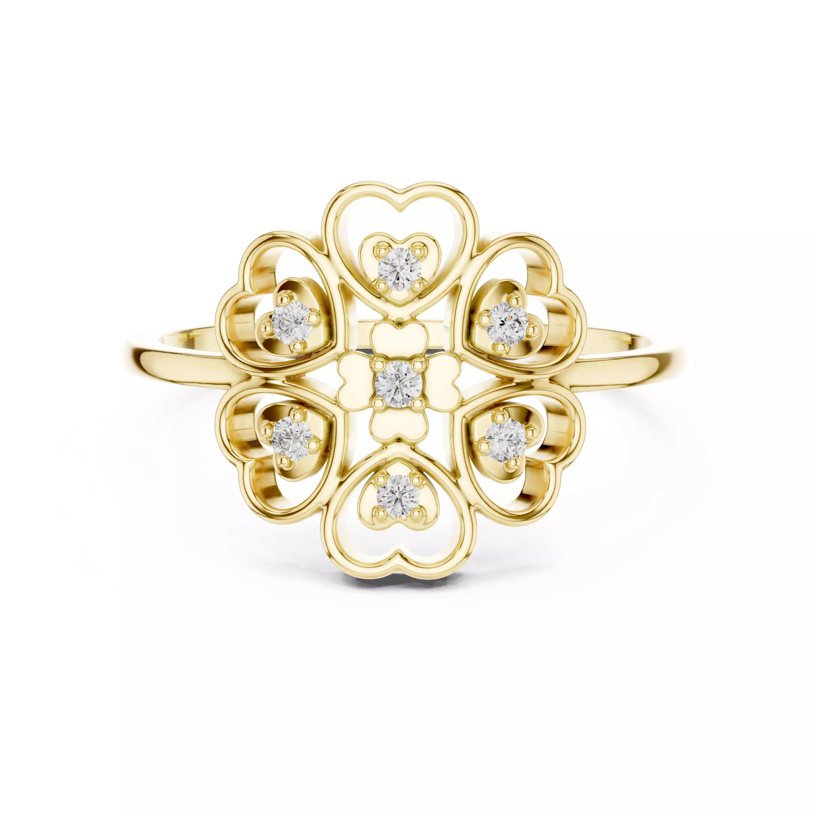 Round Diamond Heart Shape Halo Wedding Ring 3DM STL Video 3D print model_1