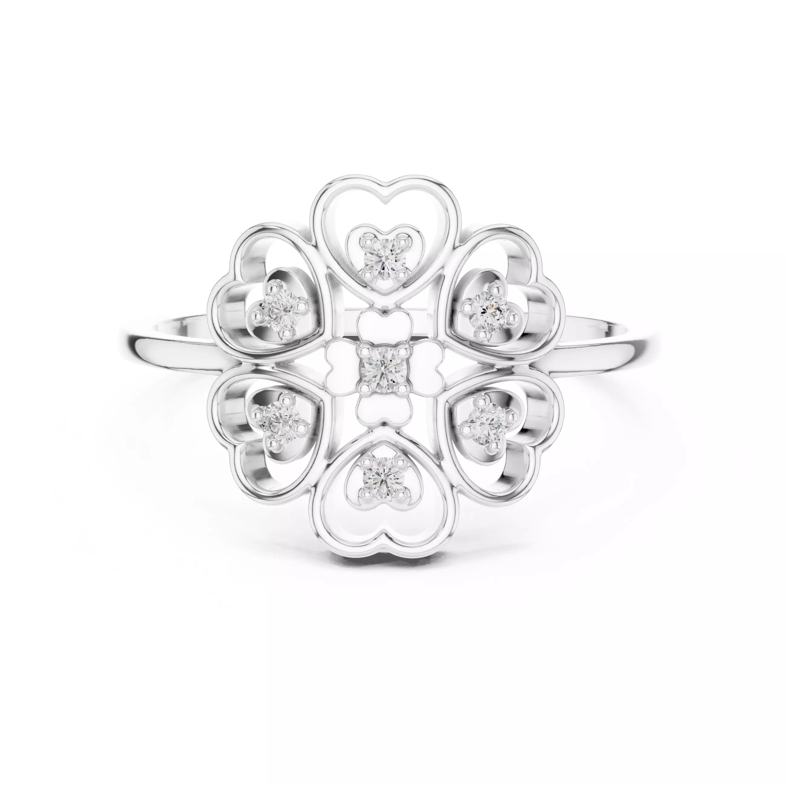 Round Diamond Heart Shape Halo Wedding Ring 3DM STL Video 3D print model_2
