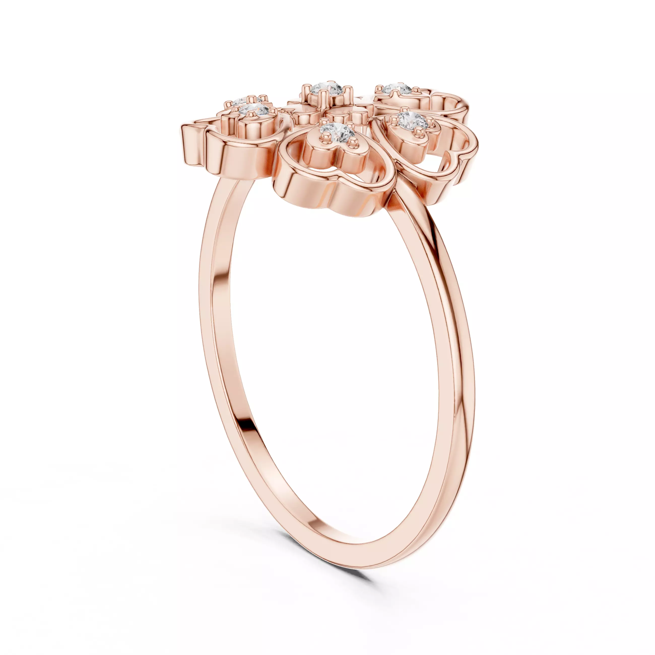 Round Diamond Heart Shape Halo Wedding Ring 3DM STL Video 3D print model_3