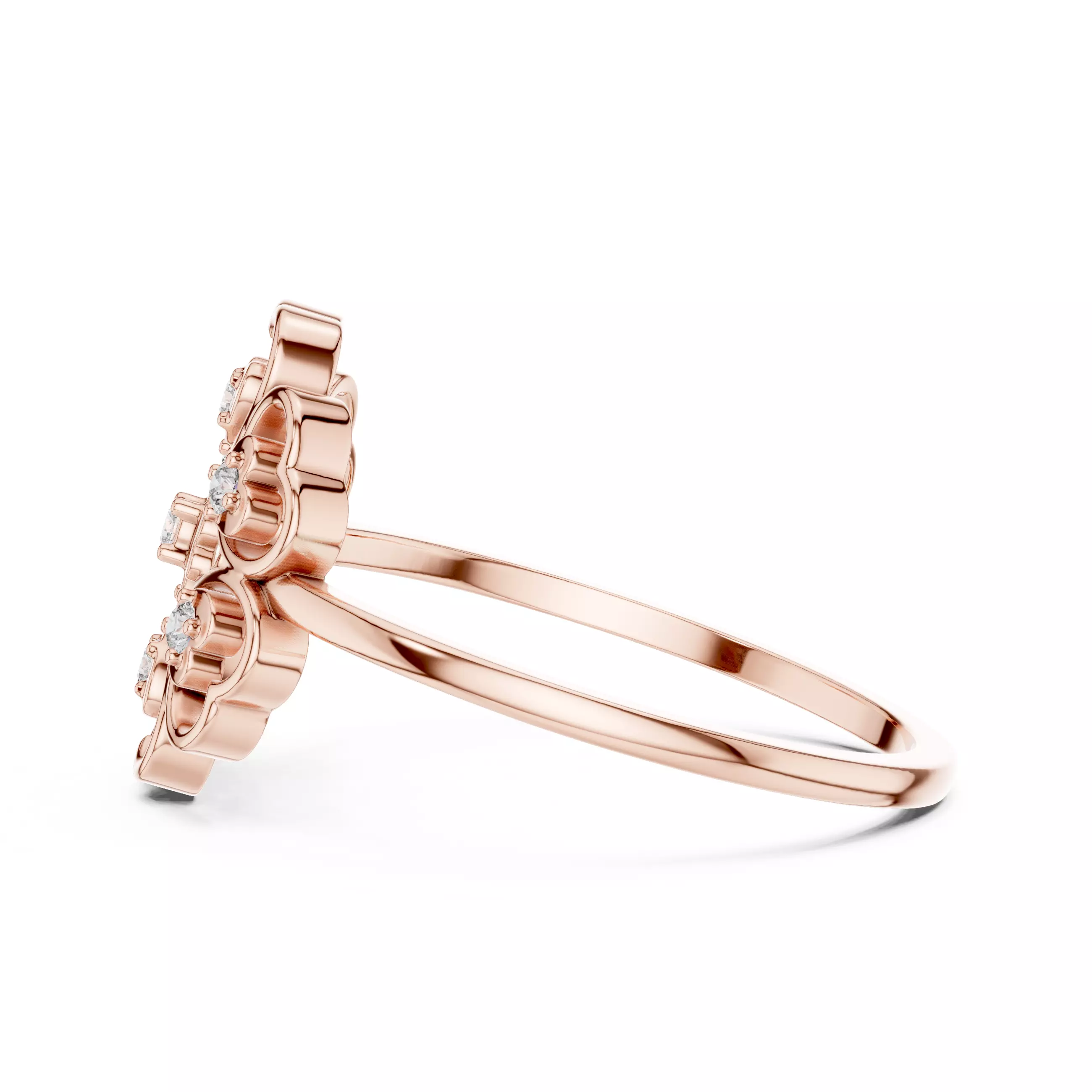 Round Diamond Heart Shape Halo Wedding Ring 3DM STL Video 3D print model_5
