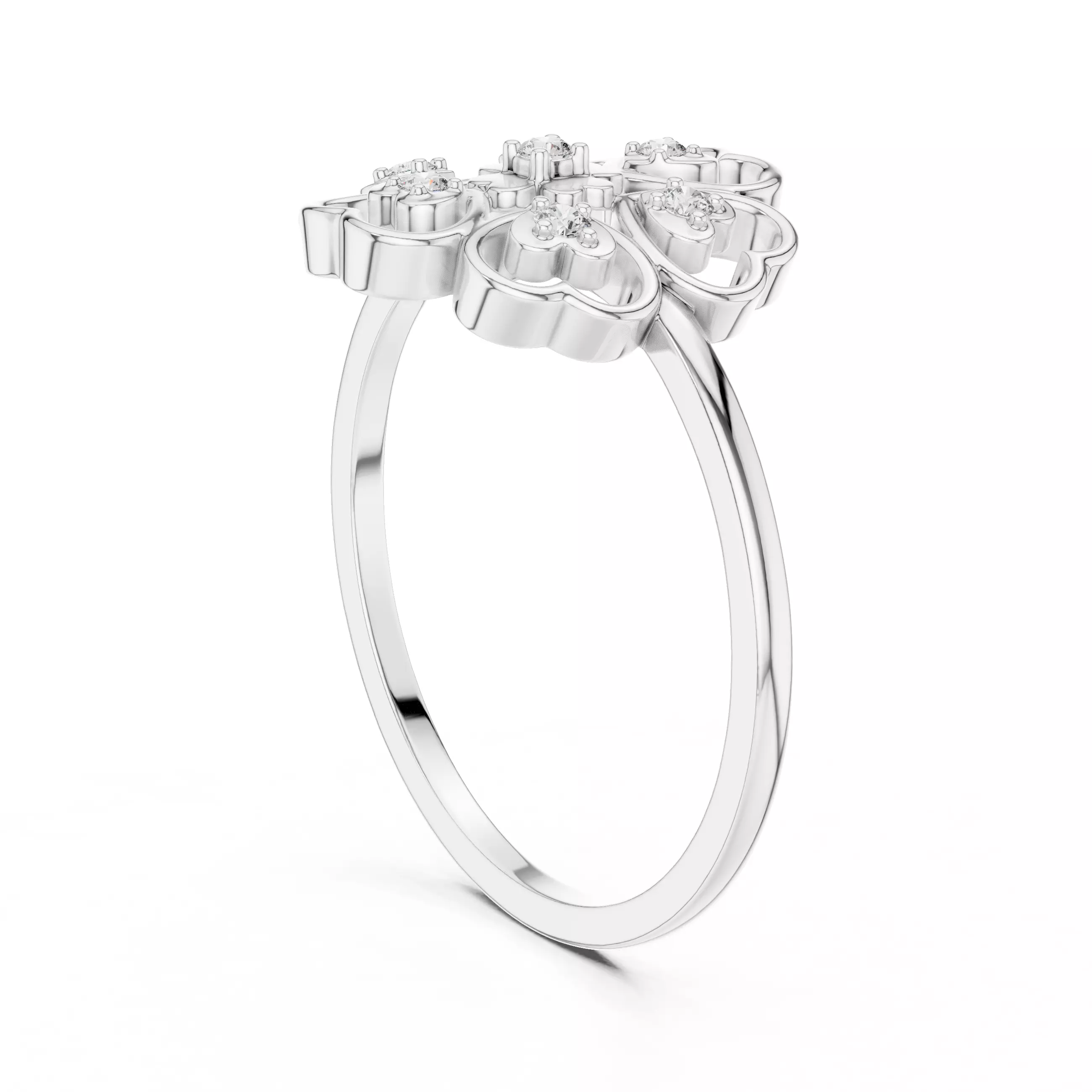 Round Diamond Heart Shape Halo Wedding Ring 3DM STL Video 3D print model_9