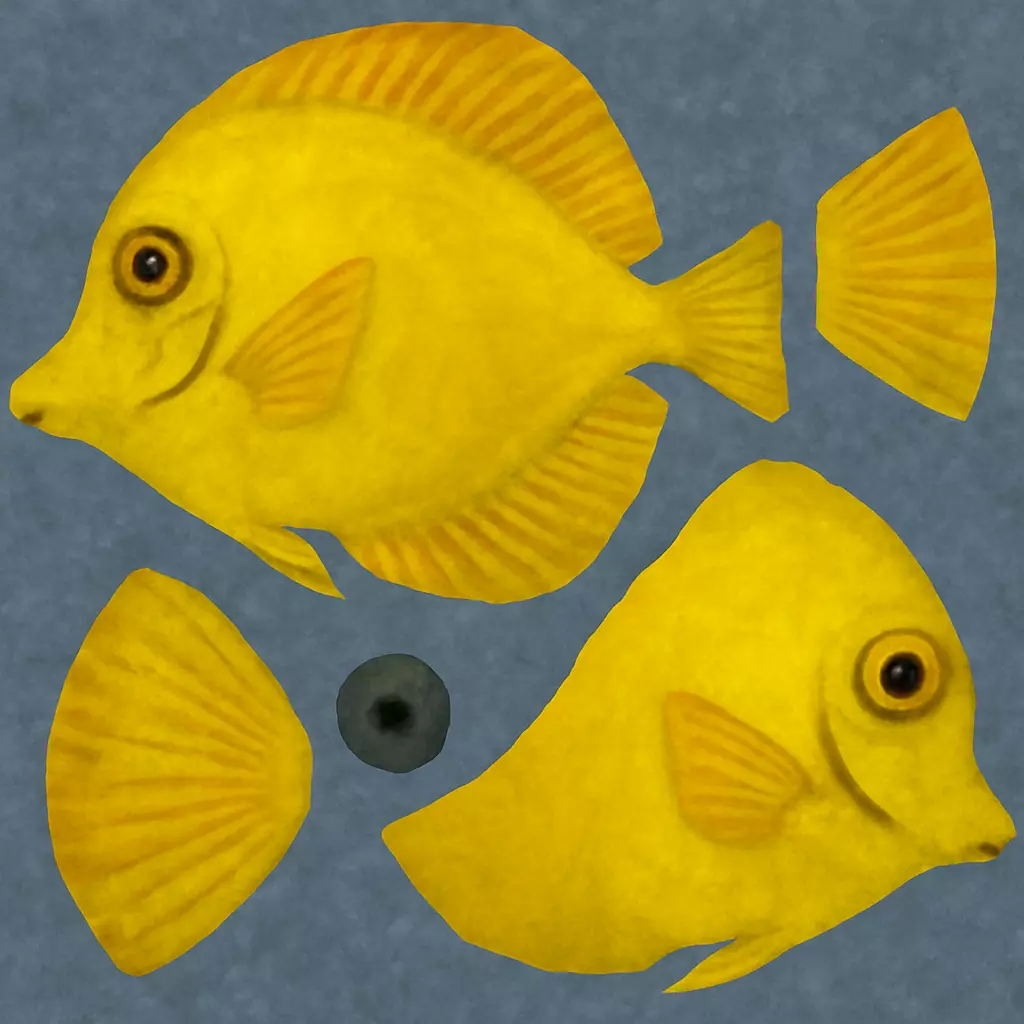 low poly yellow tang  Free low-poly 3D model_3