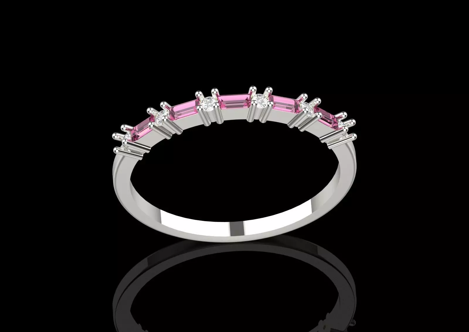 White Gold Diamond and Yellow Ruby STL 3D Ring Model jr00190 3D print model_15