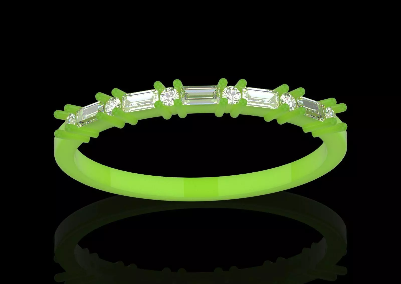 White Gold Diamond and Yellow Ruby STL 3D Ring Model jr00190 3D print model_27