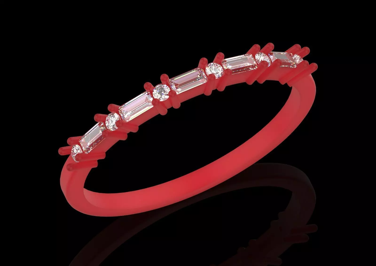 White Gold Diamond and Yellow Ruby STL 3D Ring Model jr00190 3D print model_30