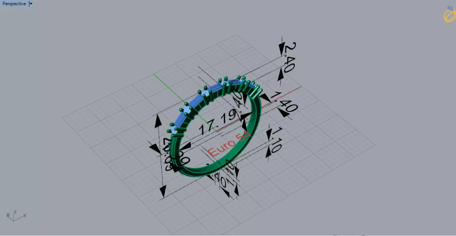 White Gold Diamond and Yellow Ruby STL 3D Ring Model jr00190 3D print model_11