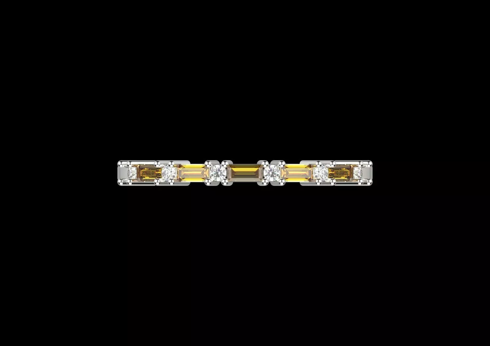 White Gold Diamond and Yellow Ruby STL 3D Ring Model jr00190 3D print model_4