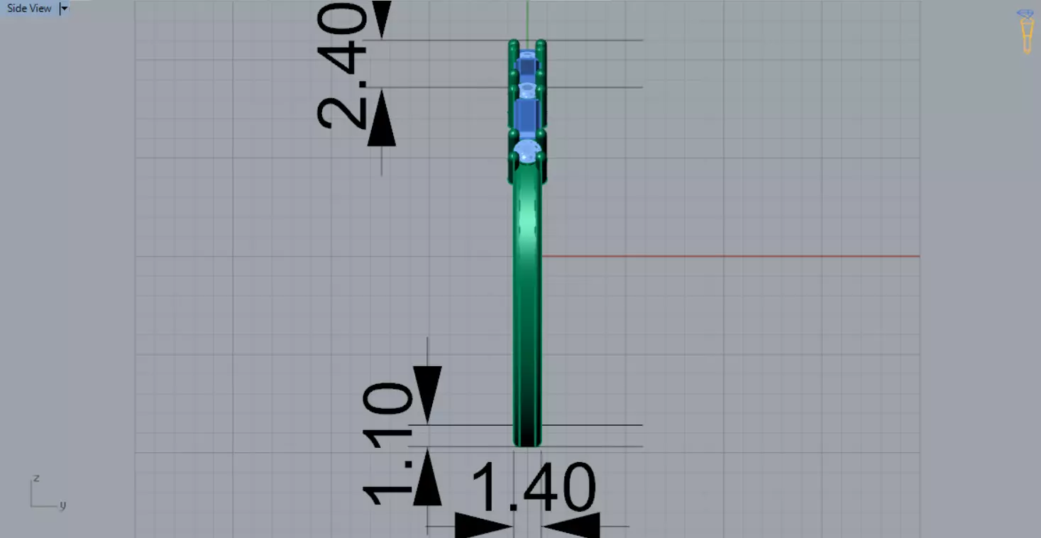 White Gold Diamond and Yellow Ruby STL 3D Ring Model jr00190 3D print model_14