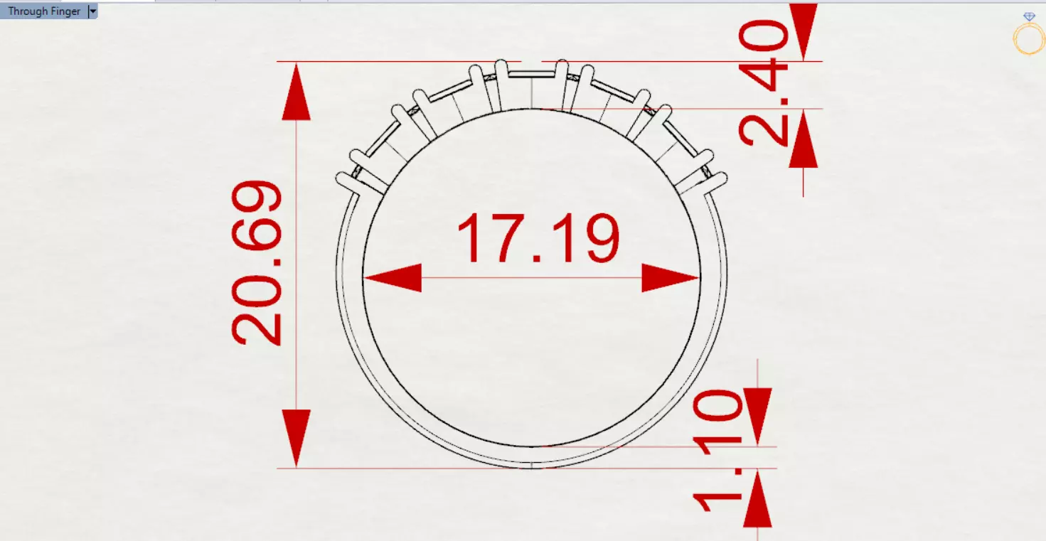 White Gold Diamond and Yellow Ruby STL 3D Ring Model jr00190 3D print model_25