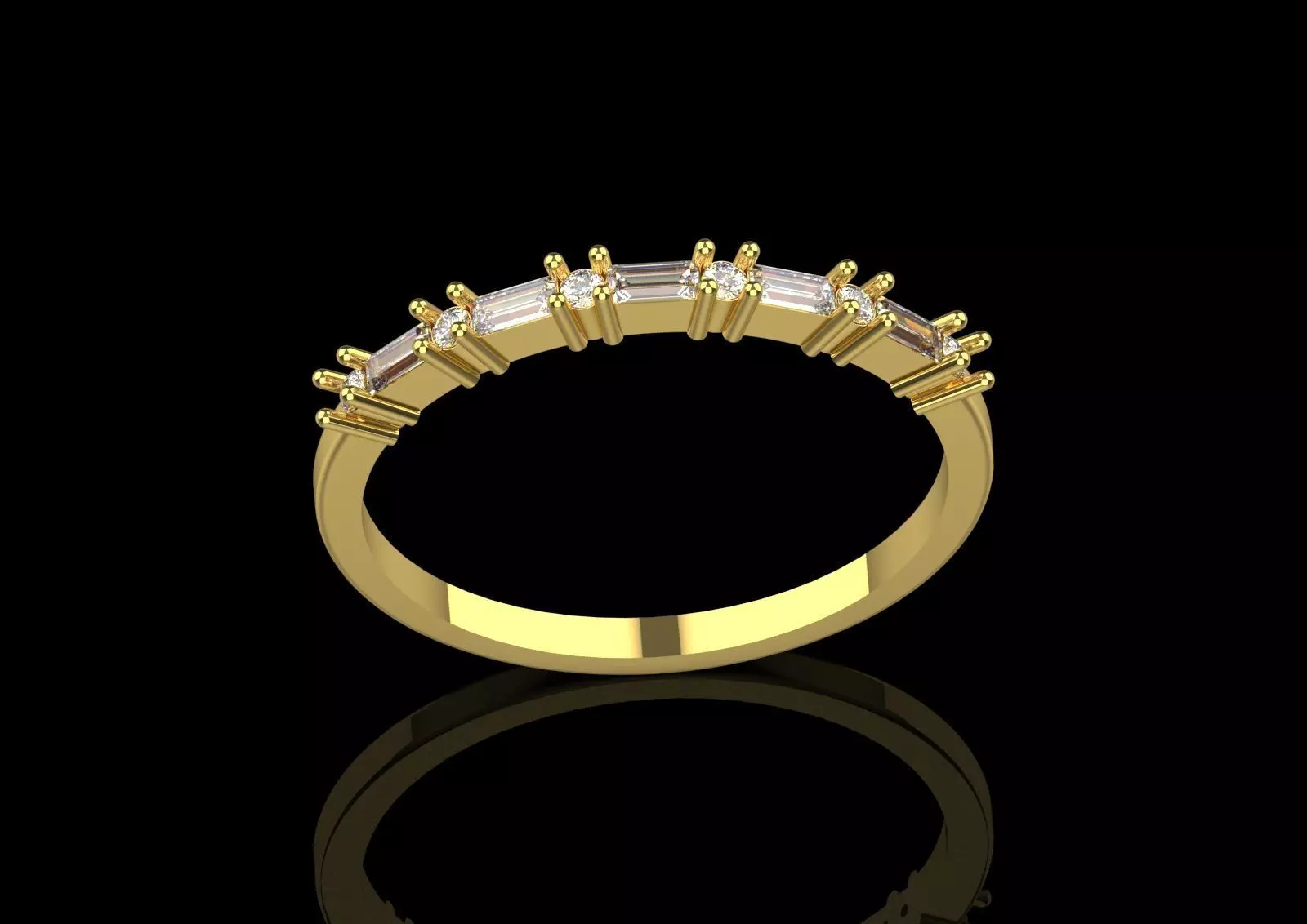 White Gold Diamond and Yellow Ruby STL 3D Ring Model jr00190 3D print model_16