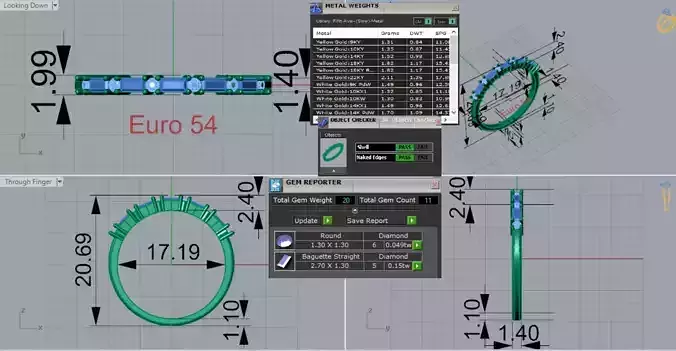 White Gold Diamond and Yellow Ruby STL 3D Ring Model jr00190