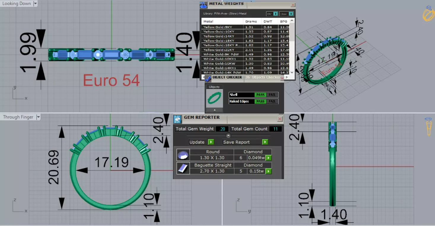 White Gold Diamond and Yellow Ruby STL 3D Ring Model jr00190 3D print model_0