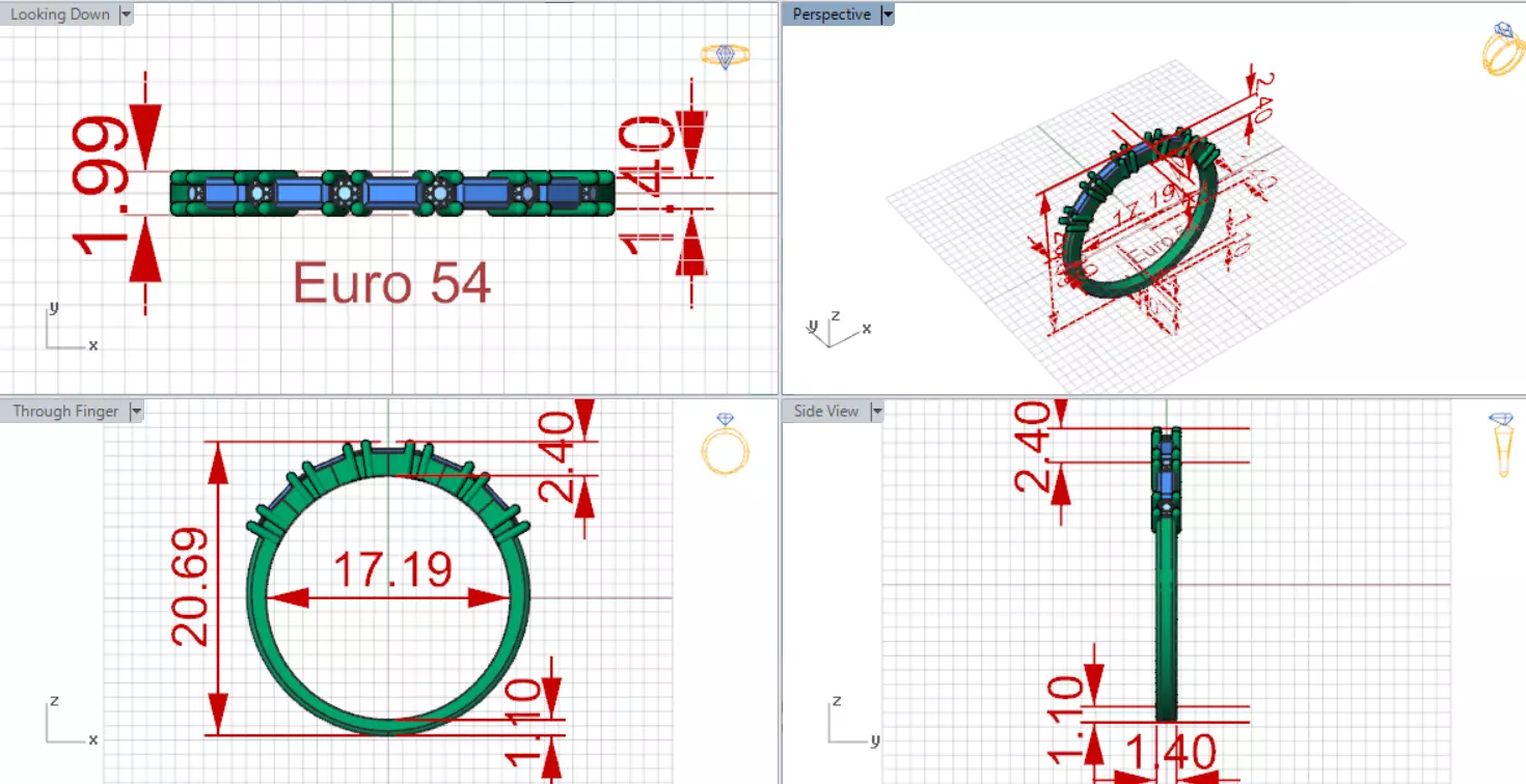 White Gold Diamond and Yellow Ruby STL 3D Ring Model jr00190 3D print model_20