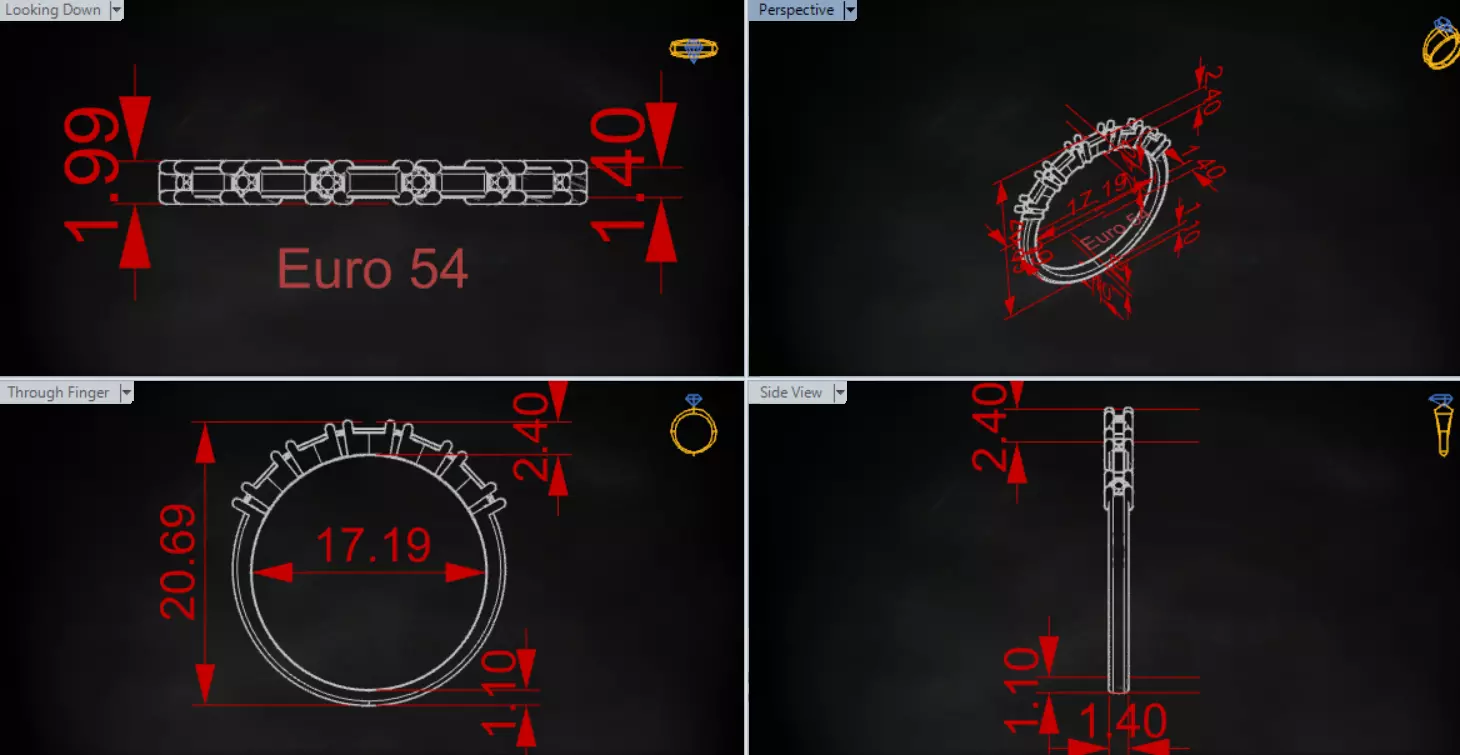 White Gold Diamond and Yellow Ruby STL 3D Ring Model jr00190 3D print model_21
