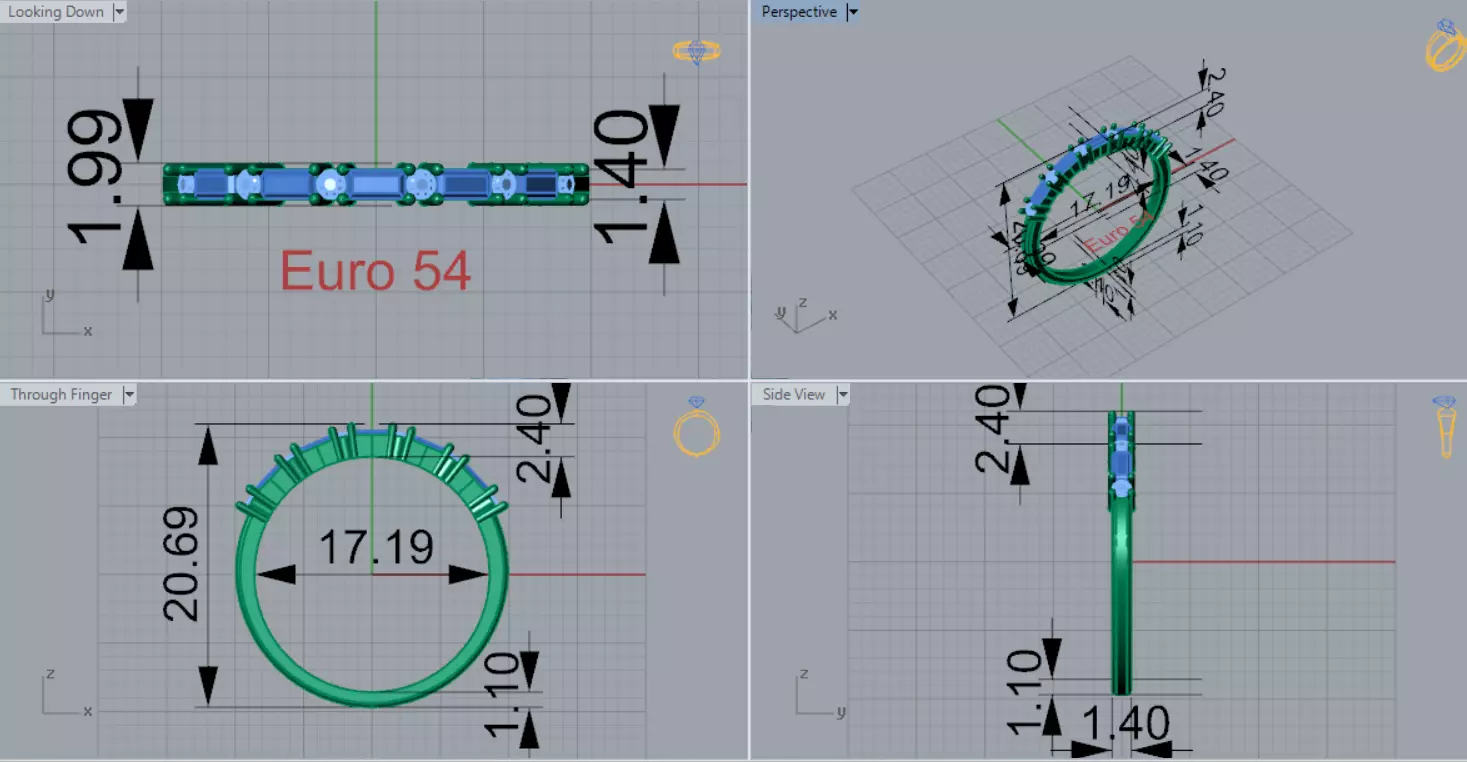 White Gold Diamond and Yellow Ruby STL 3D Ring Model jr00190 3D print model_8