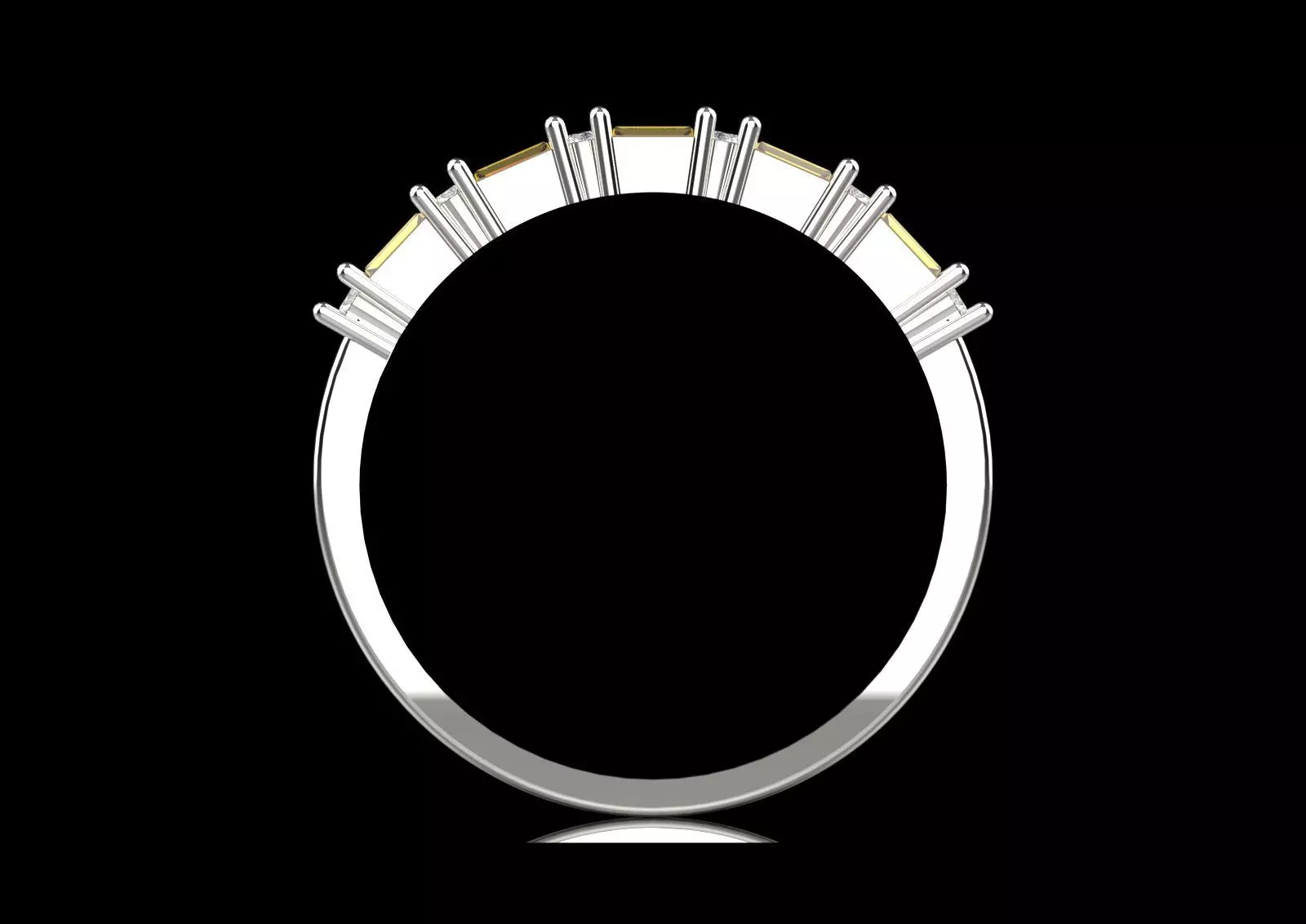 White Gold Diamond and Yellow Ruby STL 3D Ring Model jr00190 3D print model_2