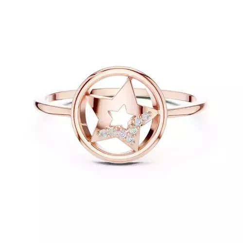 Round Cut Diamond Star Shape Wedding Ring 3DM STL Video