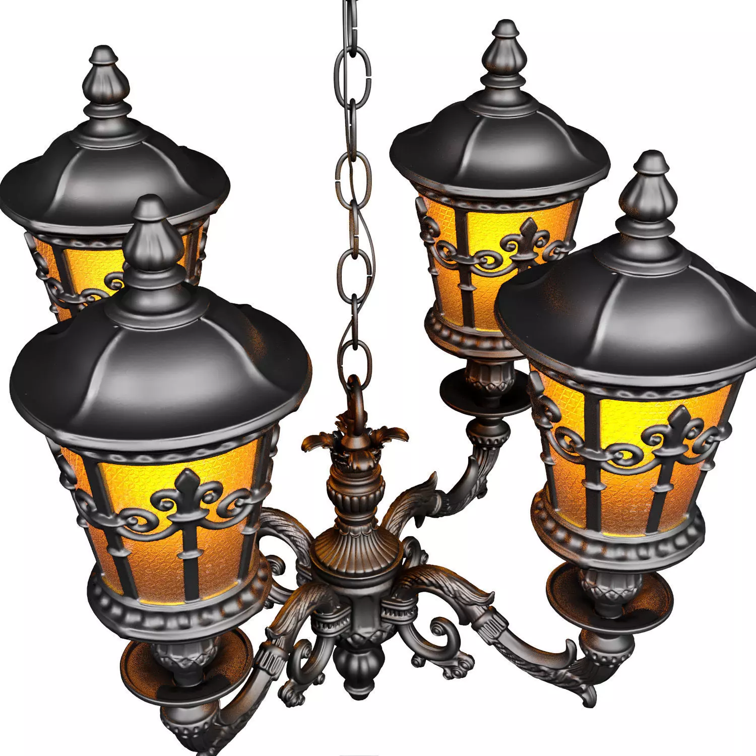 Streetlight Outdoor Hanging pendant lamp chandelier lantern lamp 3D model_2