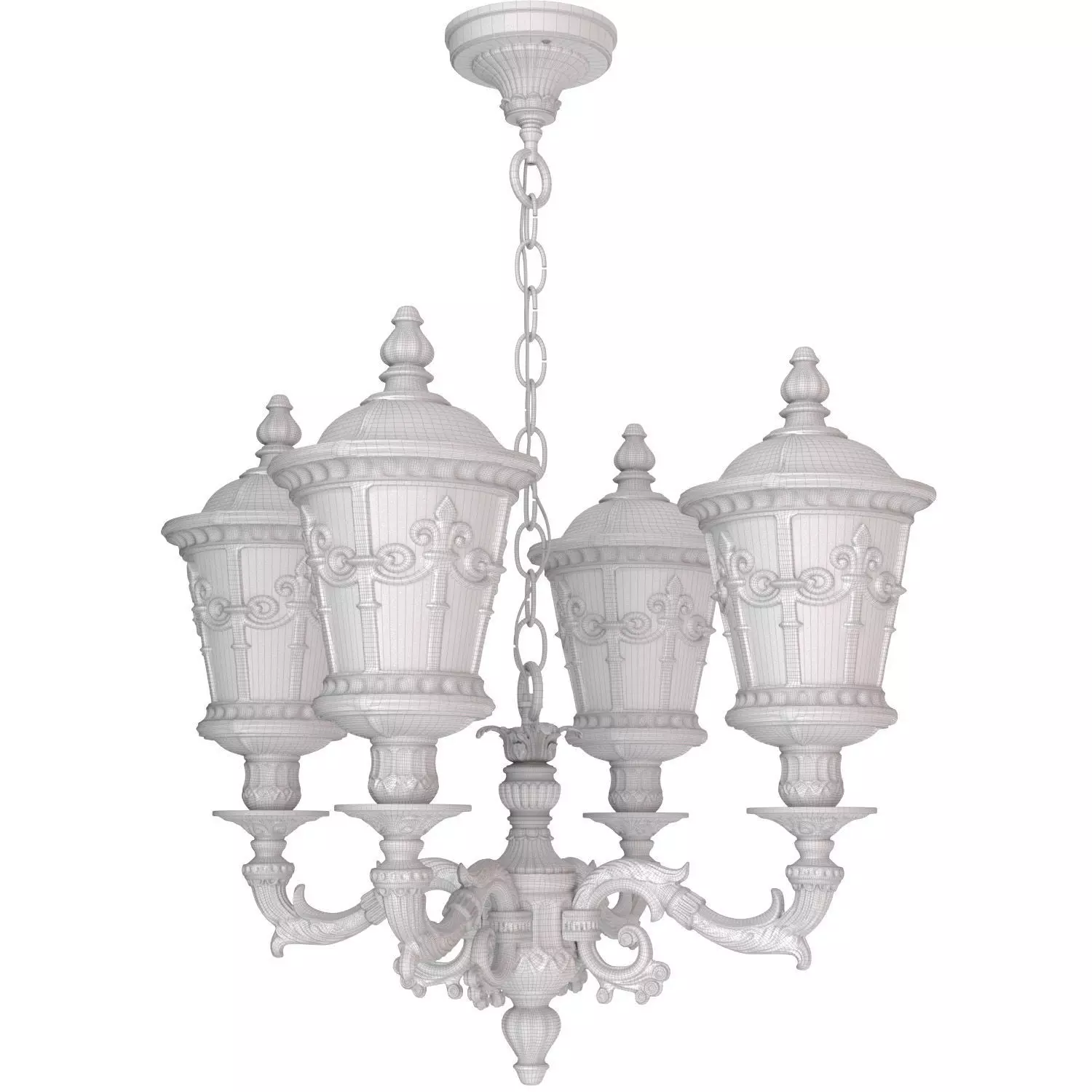 Streetlight Outdoor Hanging pendant lamp chandelier lantern lamp 3D model_4