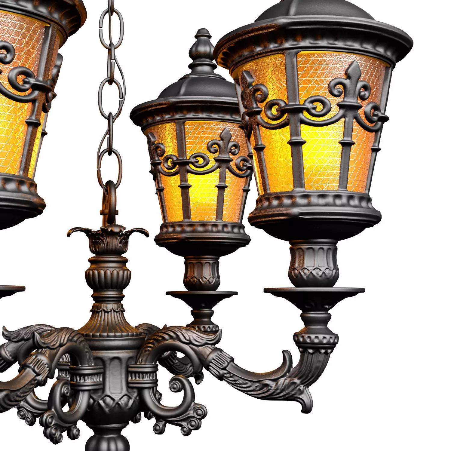 Streetlight Outdoor Hanging pendant lamp chandelier lantern lamp 3D model_3