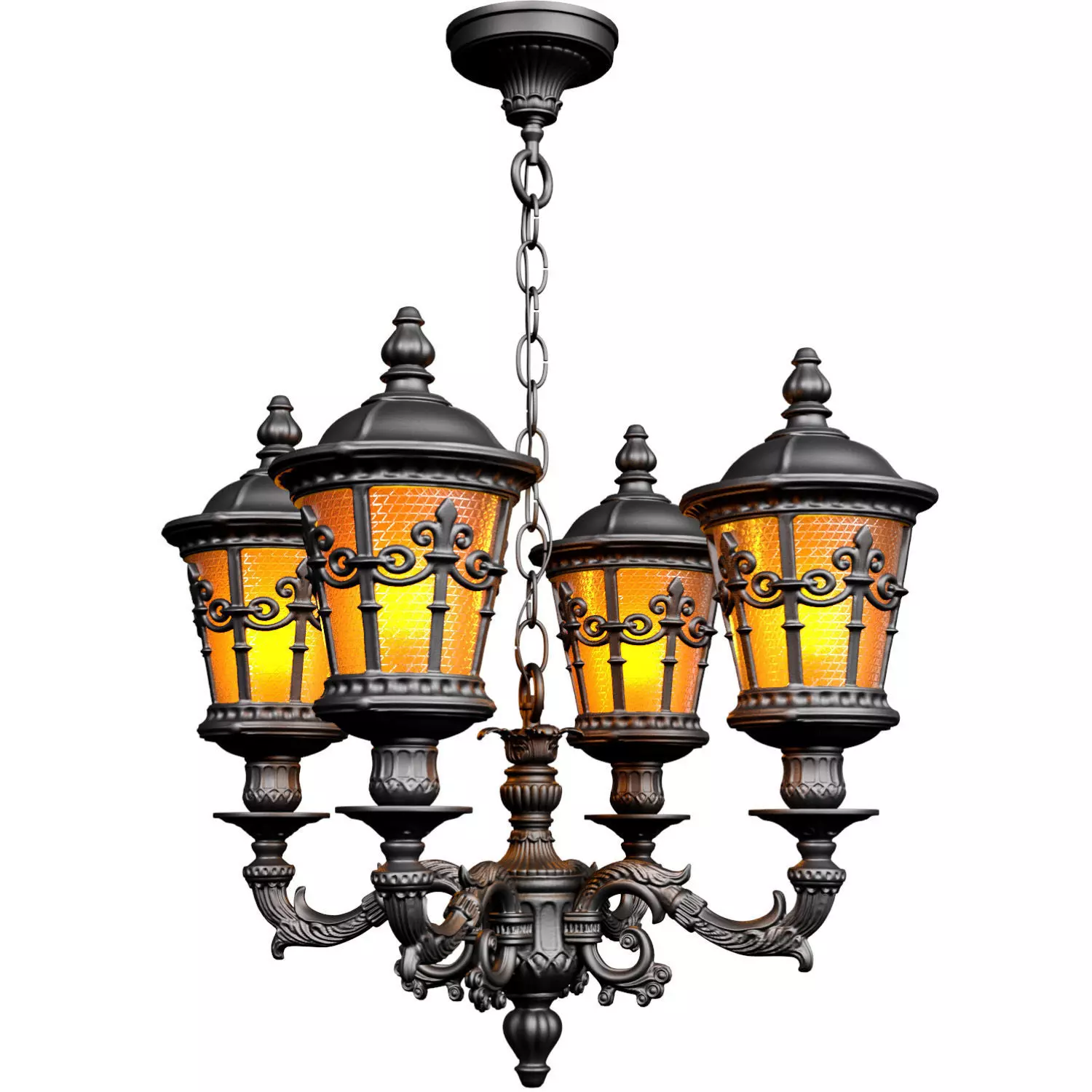 Streetlight Outdoor Hanging pendant lamp chandelier lantern lamp 3D model_1