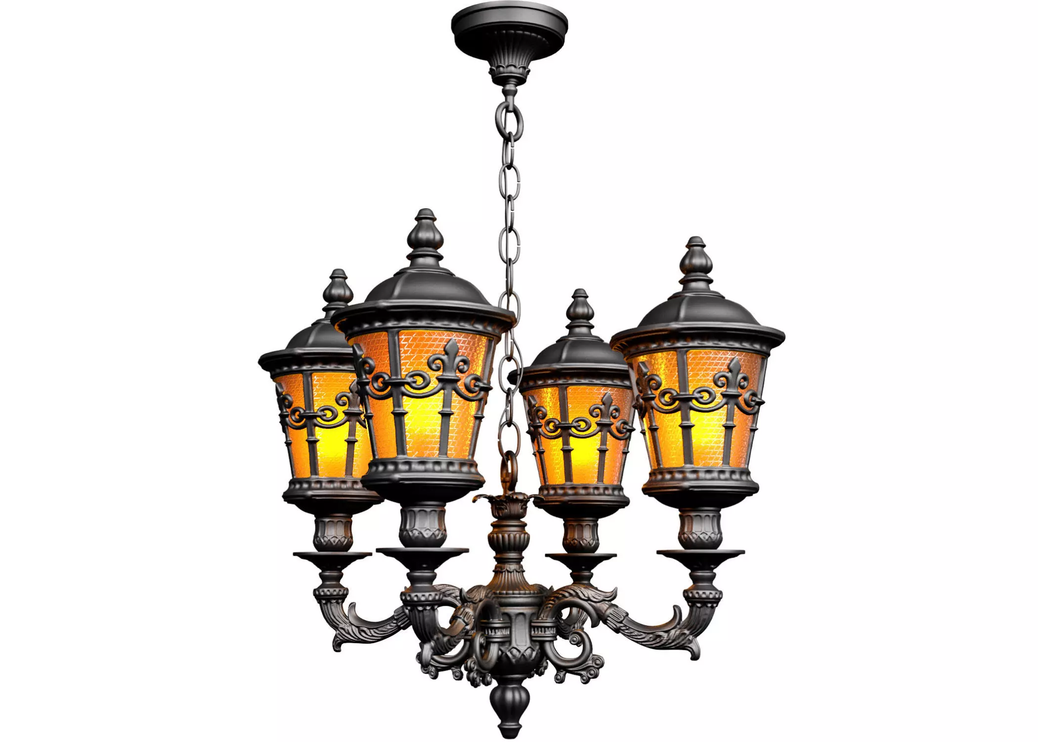 Streetlight Outdoor Hanging pendant lamp chandelier lantern lamp 3D model_0