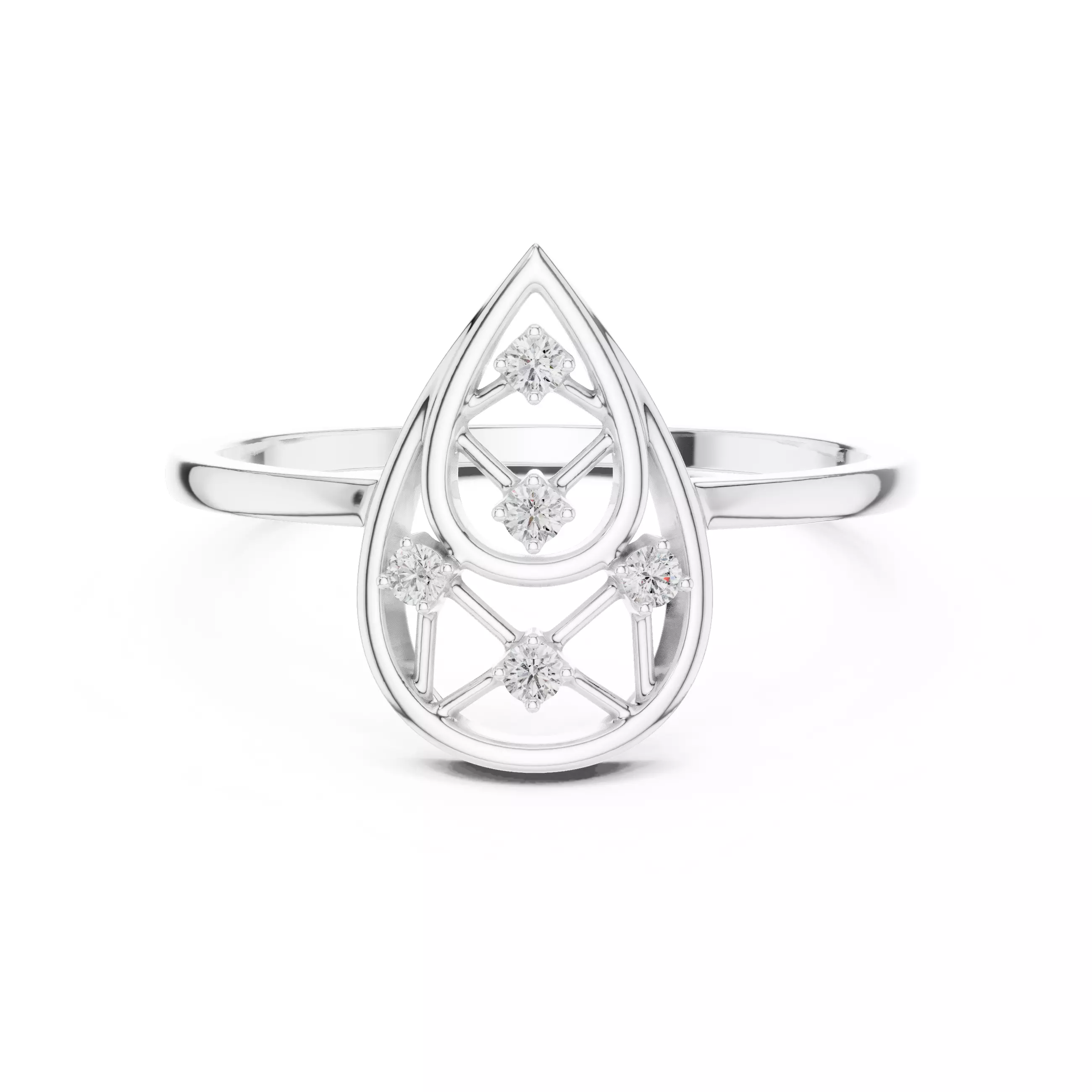 Round Cut Diamond Pear Shape Wedding Ring 3DM STL Video 3D print model_2
