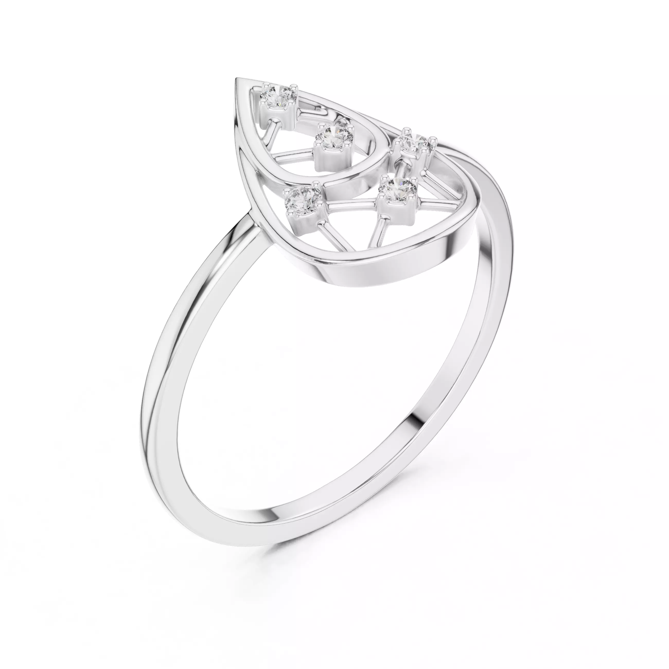 Round Cut Diamond Pear Shape Wedding Ring 3DM STL Video 3D print model_10