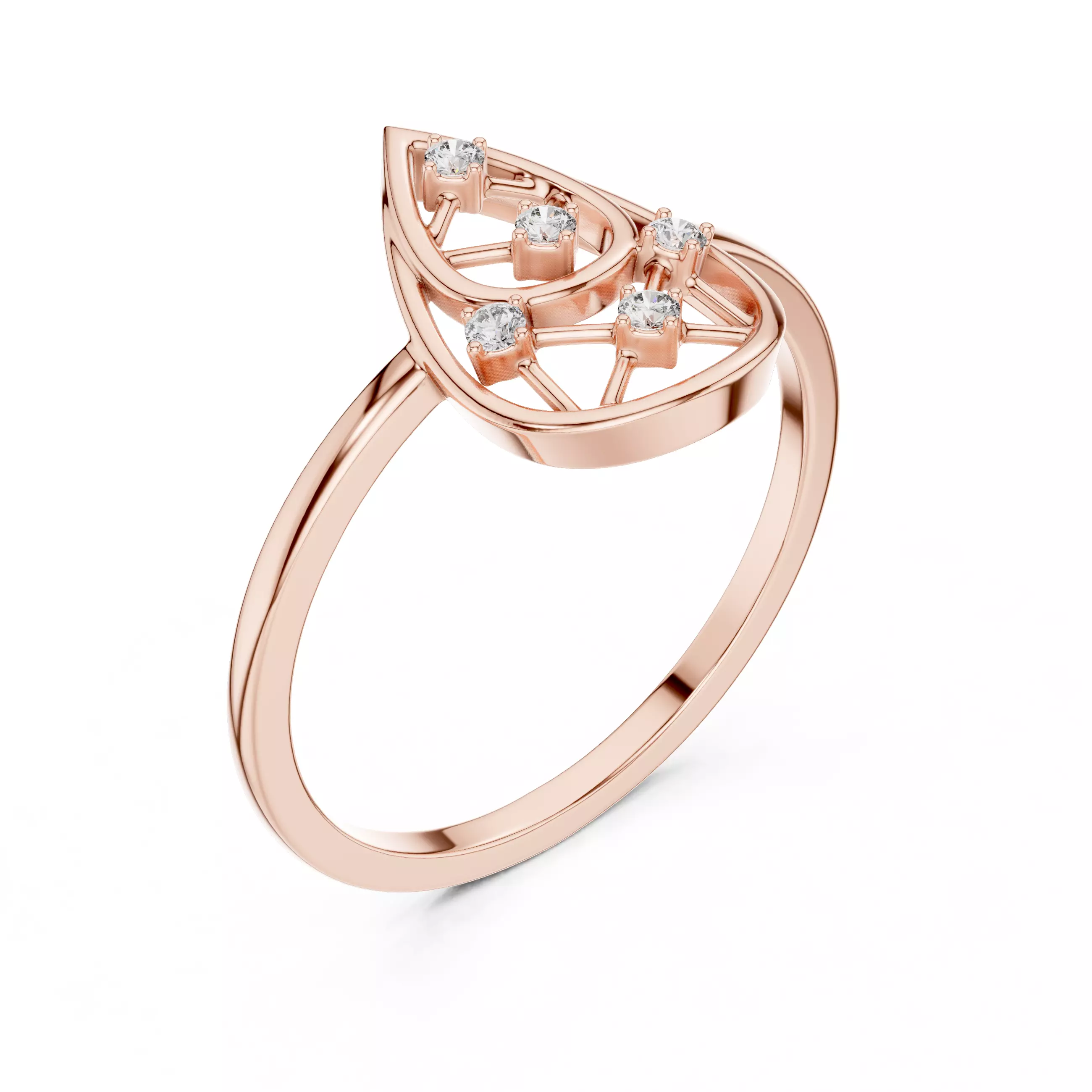 Round Cut Diamond Pear Shape Wedding Ring 3DM STL Video 3D print model_4