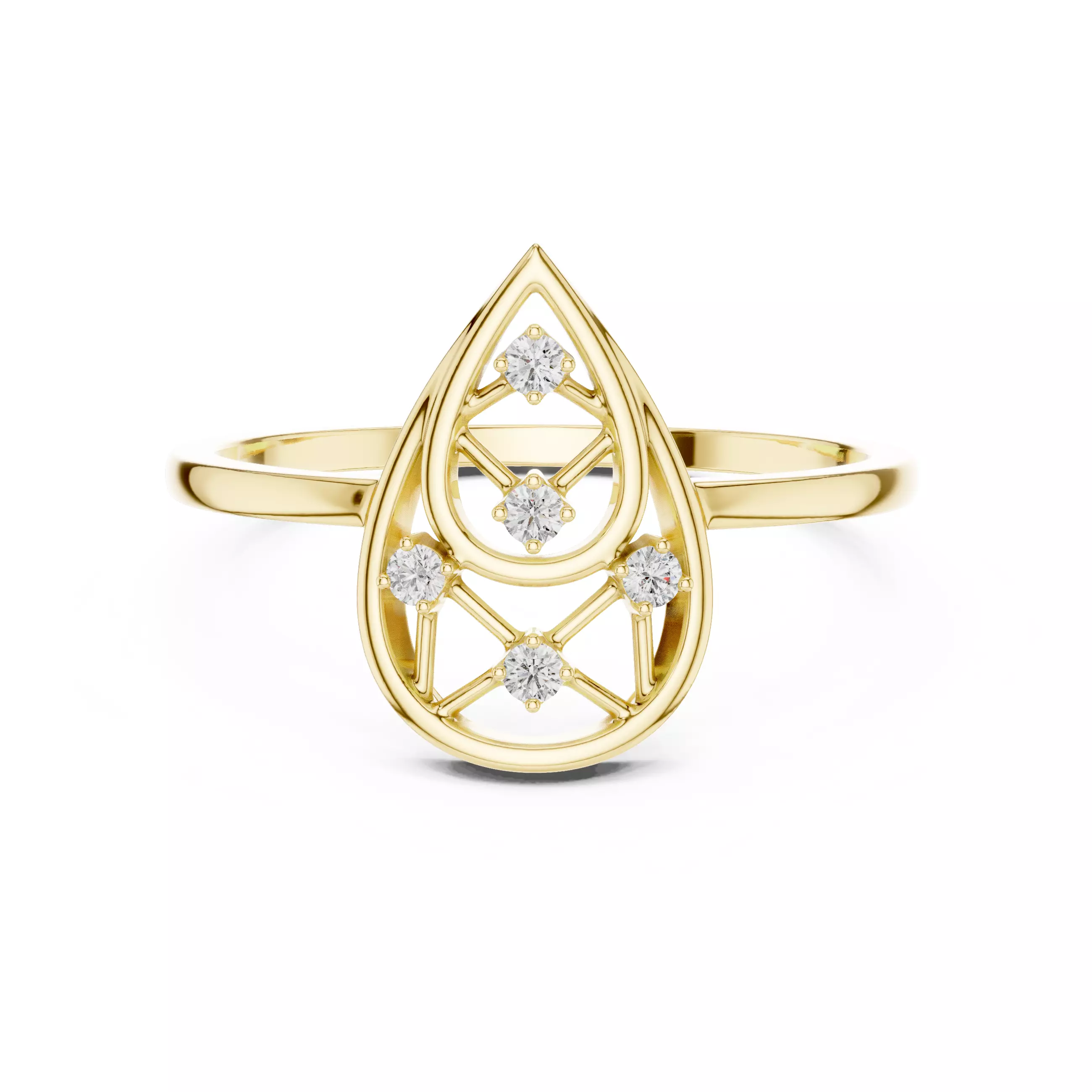 Round Cut Diamond Pear Shape Wedding Ring 3DM STL Video 3D print model_1