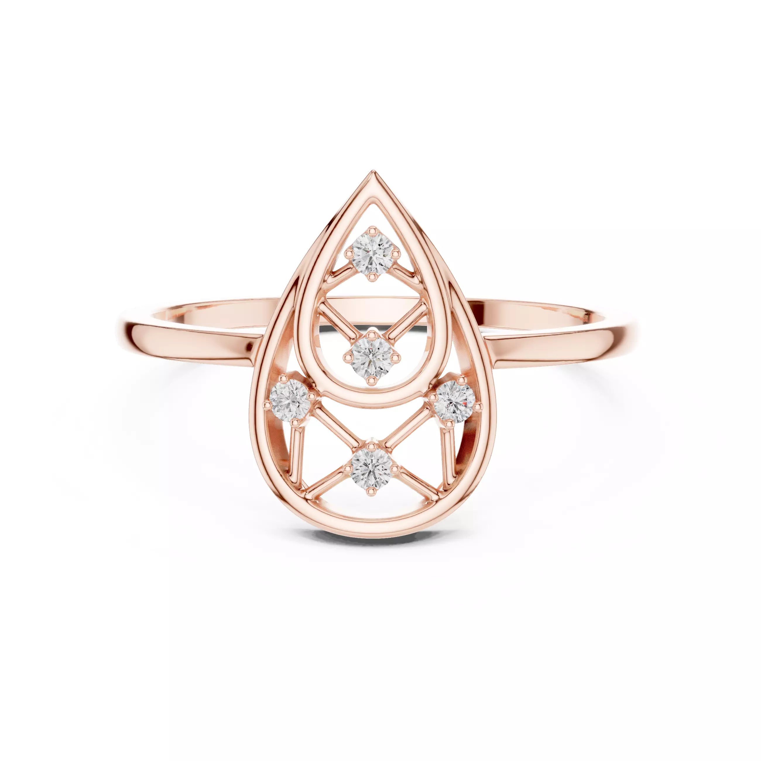 Round Cut Diamond Pear Shape Wedding Ring 3DM STL Video 3D print model_0