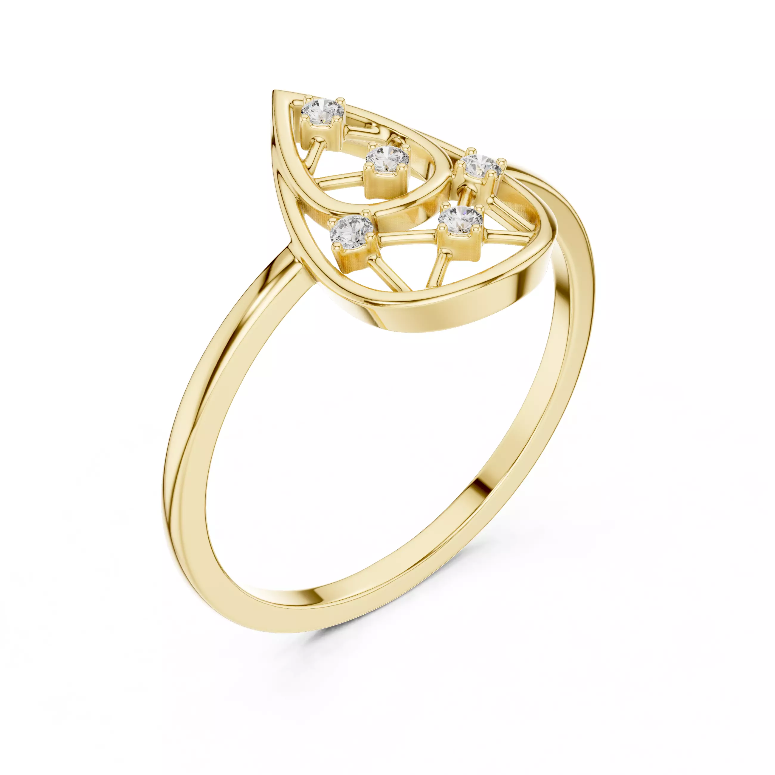 Round Cut Diamond Pear Shape Wedding Ring 3DM STL Video 3D print model_7