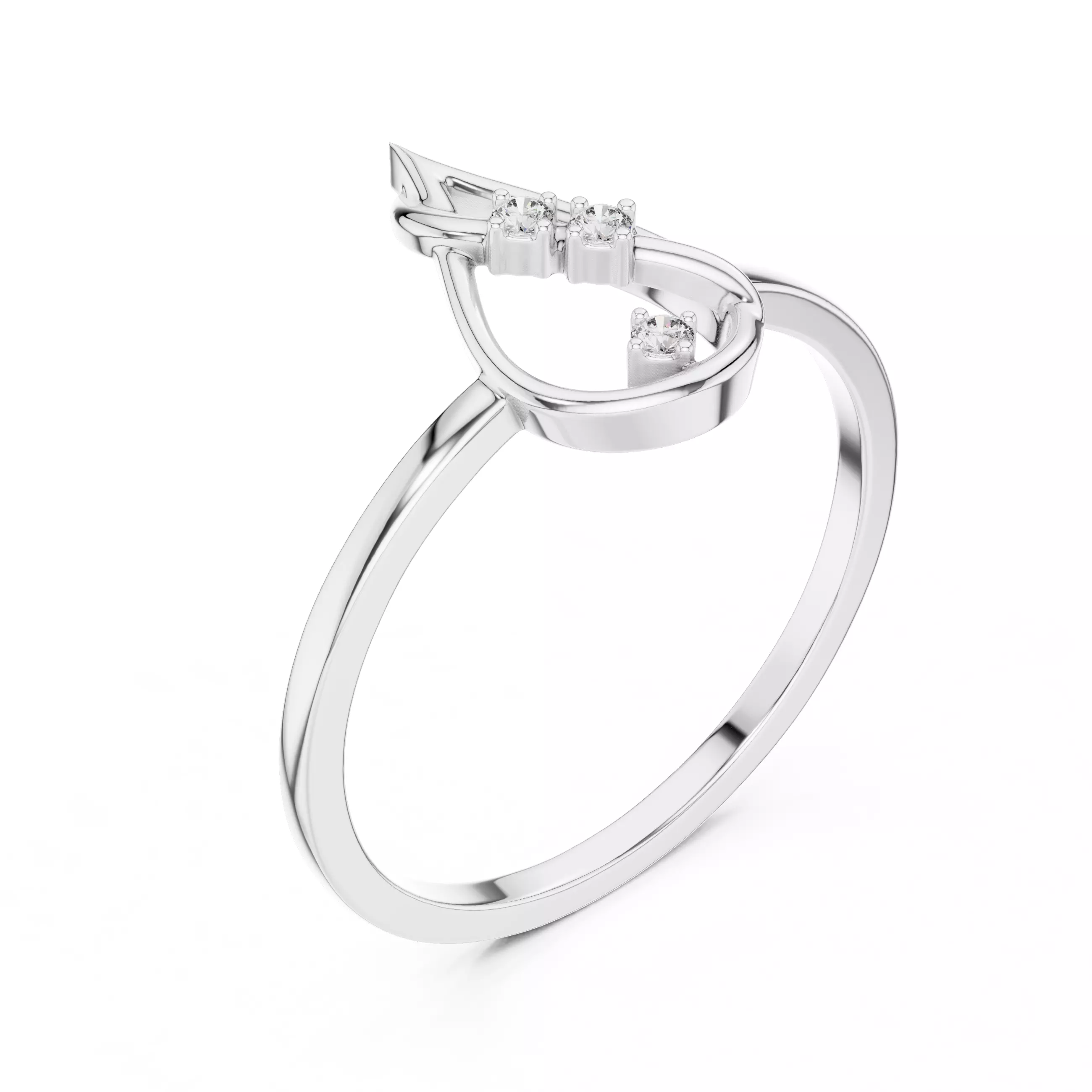 Round Cut Diamond Pear Shape Wedding Ring 3DM STL Video 3D print model_10