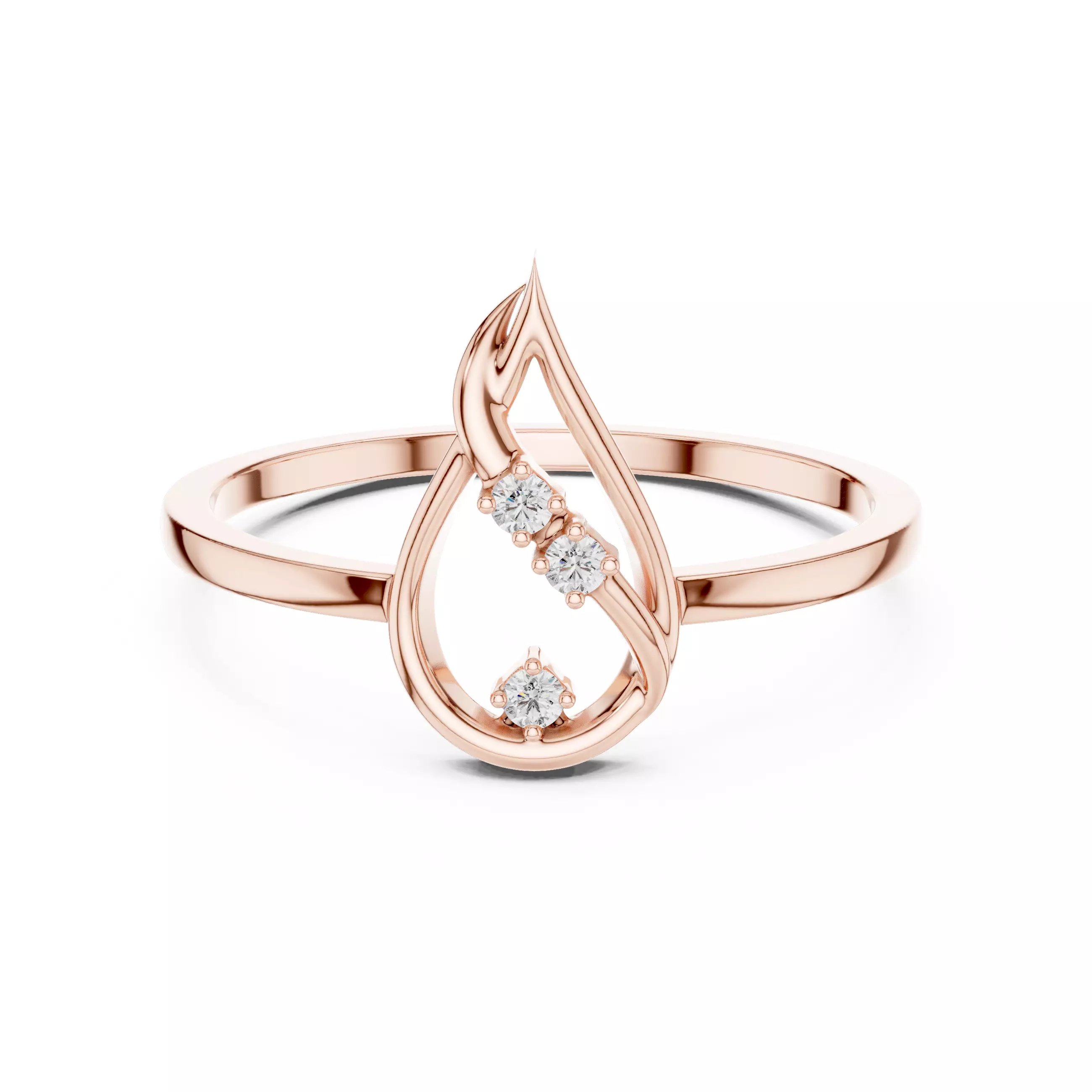 Round Cut Diamond Pear Shape Wedding Ring 3DM STL Video 3D print model_0