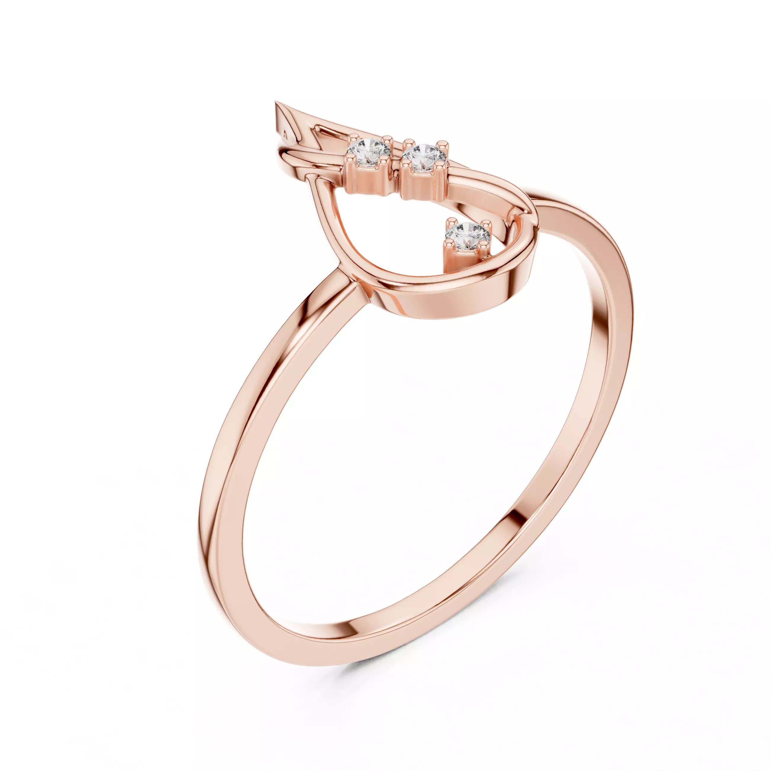 Round Cut Diamond Pear Shape Wedding Ring 3DM STL Video 3D print model_4