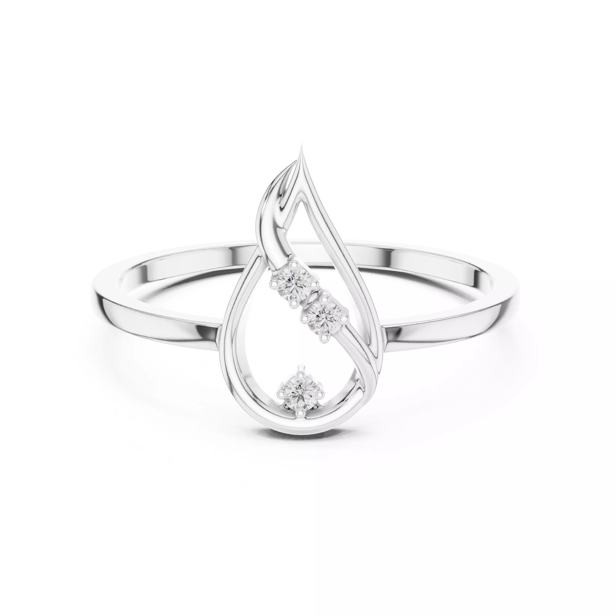 Round Cut Diamond Pear Shape Wedding Ring 3DM STL Video 3D print model_2