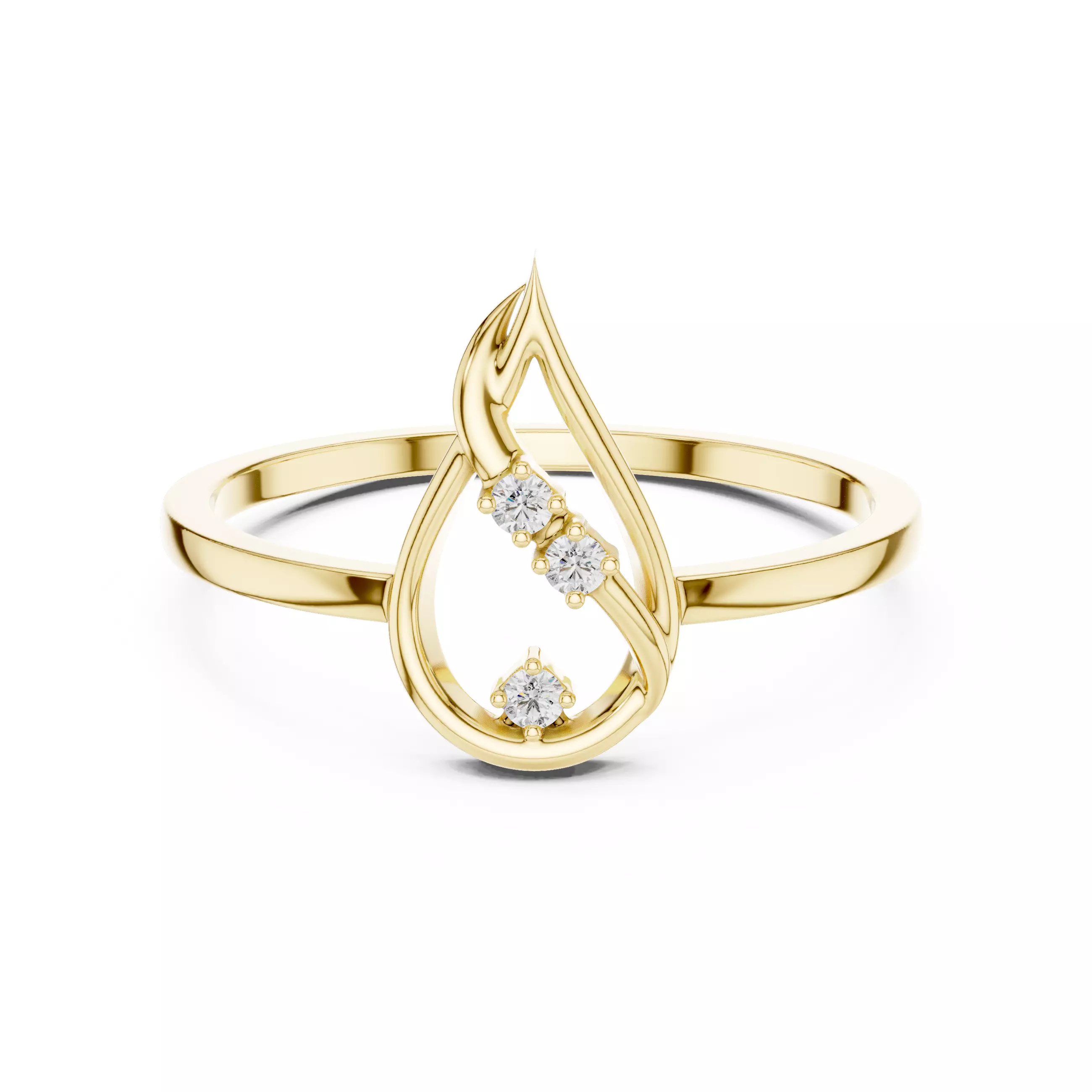 Round Cut Diamond Pear Shape Wedding Ring 3DM STL Video 3D print model_1