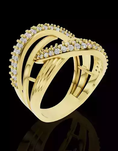 Elegant Wave Diamond Ring 