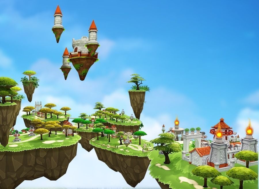 Floating Islands Low-poly 3D model_4