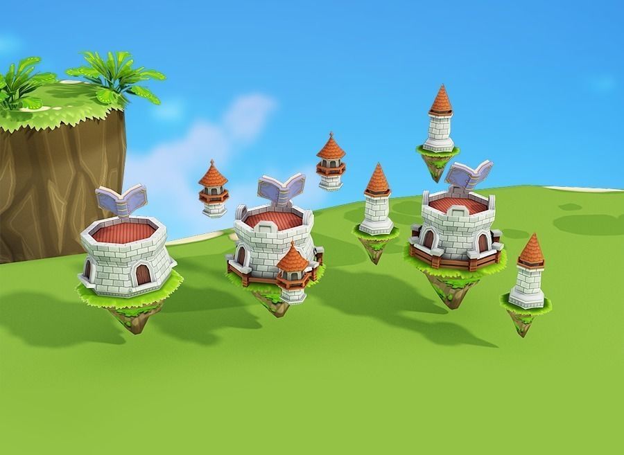 Floating Islands Low-poly 3D model_10