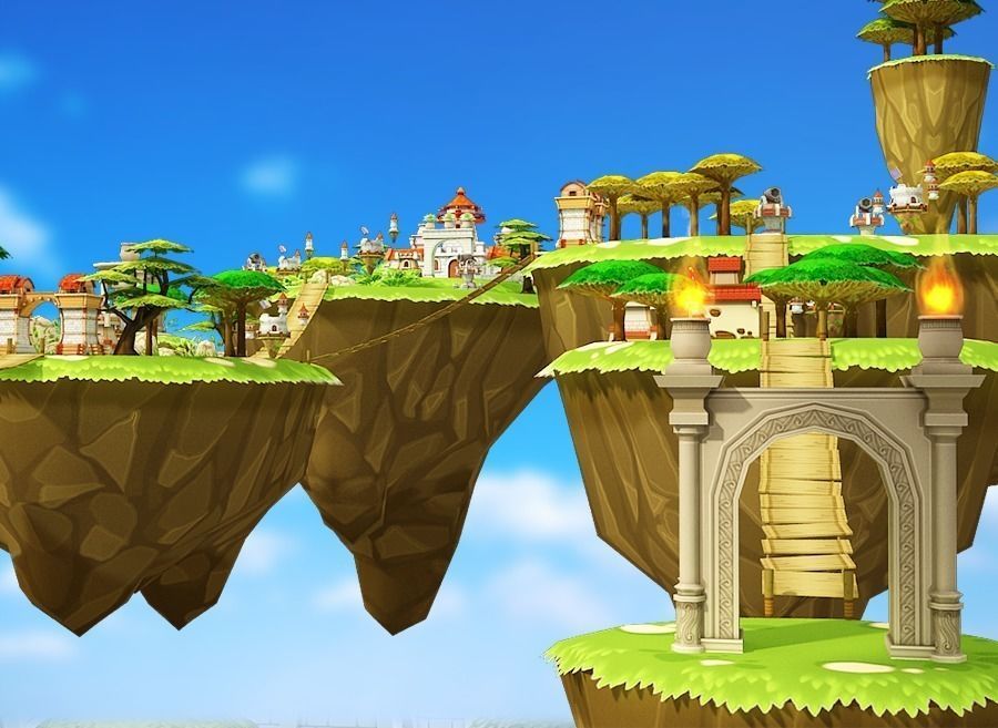 Floating Islands Low-poly 3D model_3