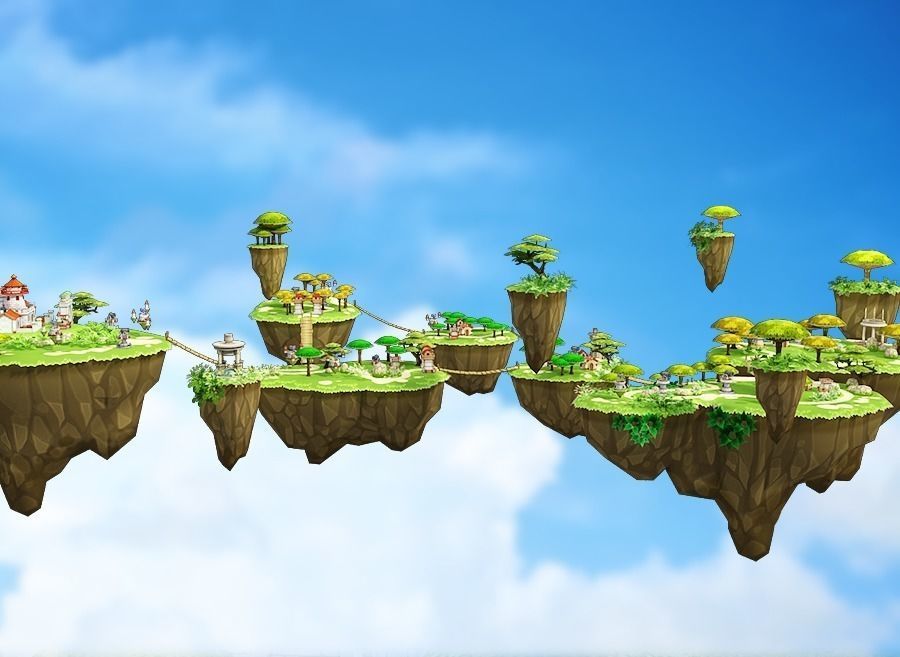 Floating Islands Low-poly 3D model_13