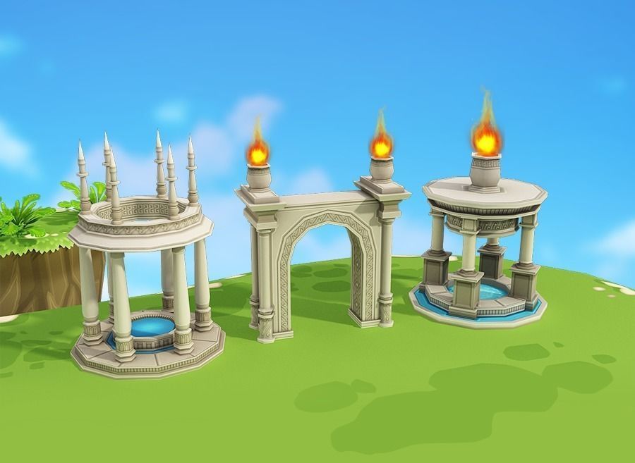 Floating Islands Low-poly 3D model_6