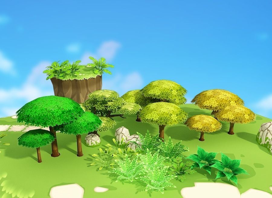 Floating Islands Low-poly 3D model_7