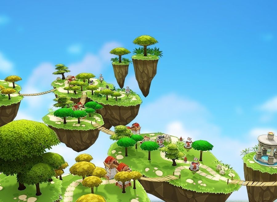 Floating Islands Low-poly 3D model_5