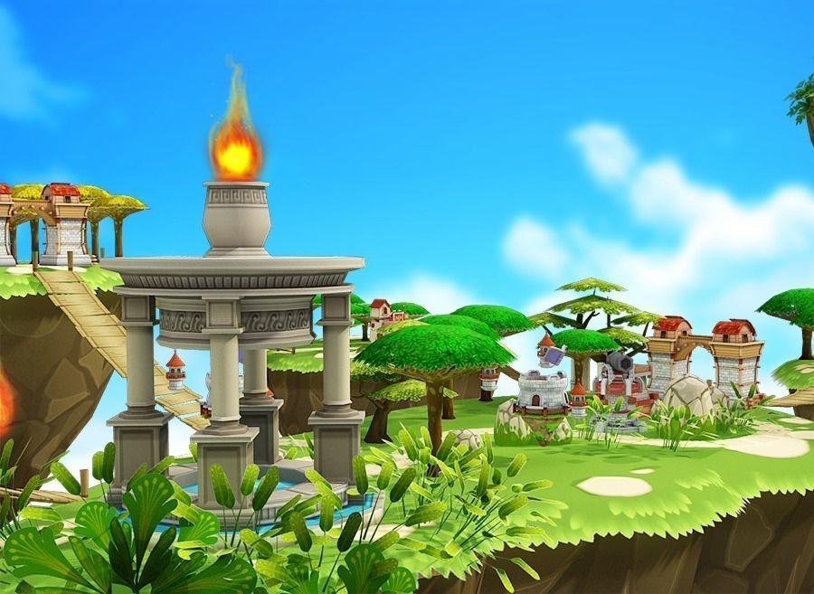 Floating Islands Low-poly 3D model_2